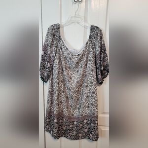 Emma & Michele Floral Off The Shoulder Fringe Trim Dress- Size 2X